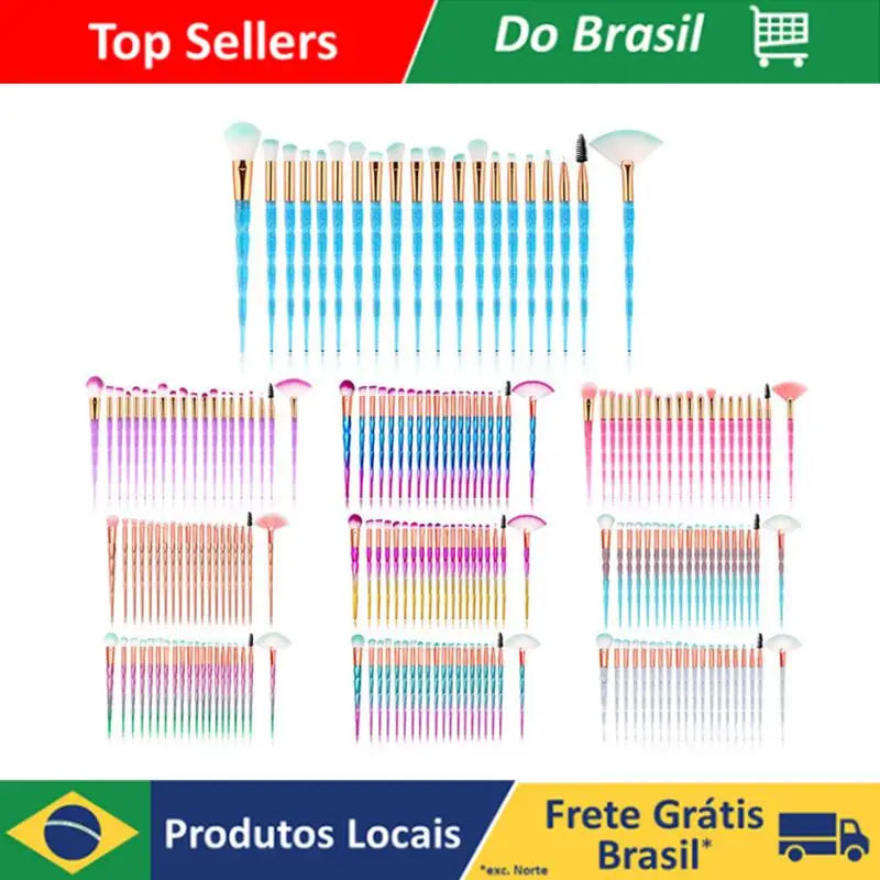 Conjunto profissional de kit de pincéis de maquiagem sereia 10 peças