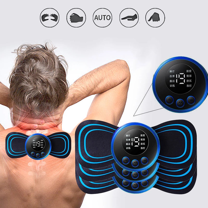 Mini massageador elétrico portátil de estimulação de pescoço EMS para alívio da dor muscular cervical