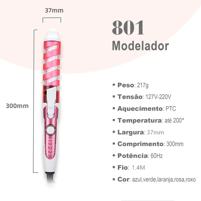 Modelador de cachos,prancha de cabelo profissional ,chapinha de cabelo,feminina,Modelador Cacheador Ceramic Espiral Bivolt 20mm