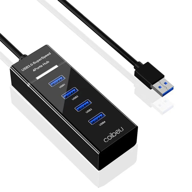 Extensor de Hub USB de 4 Portas,Velocidade Rápida, Divisor, Alimentação do Adaptador, 4 em 1, Estação de acoplamento, Cabo USB